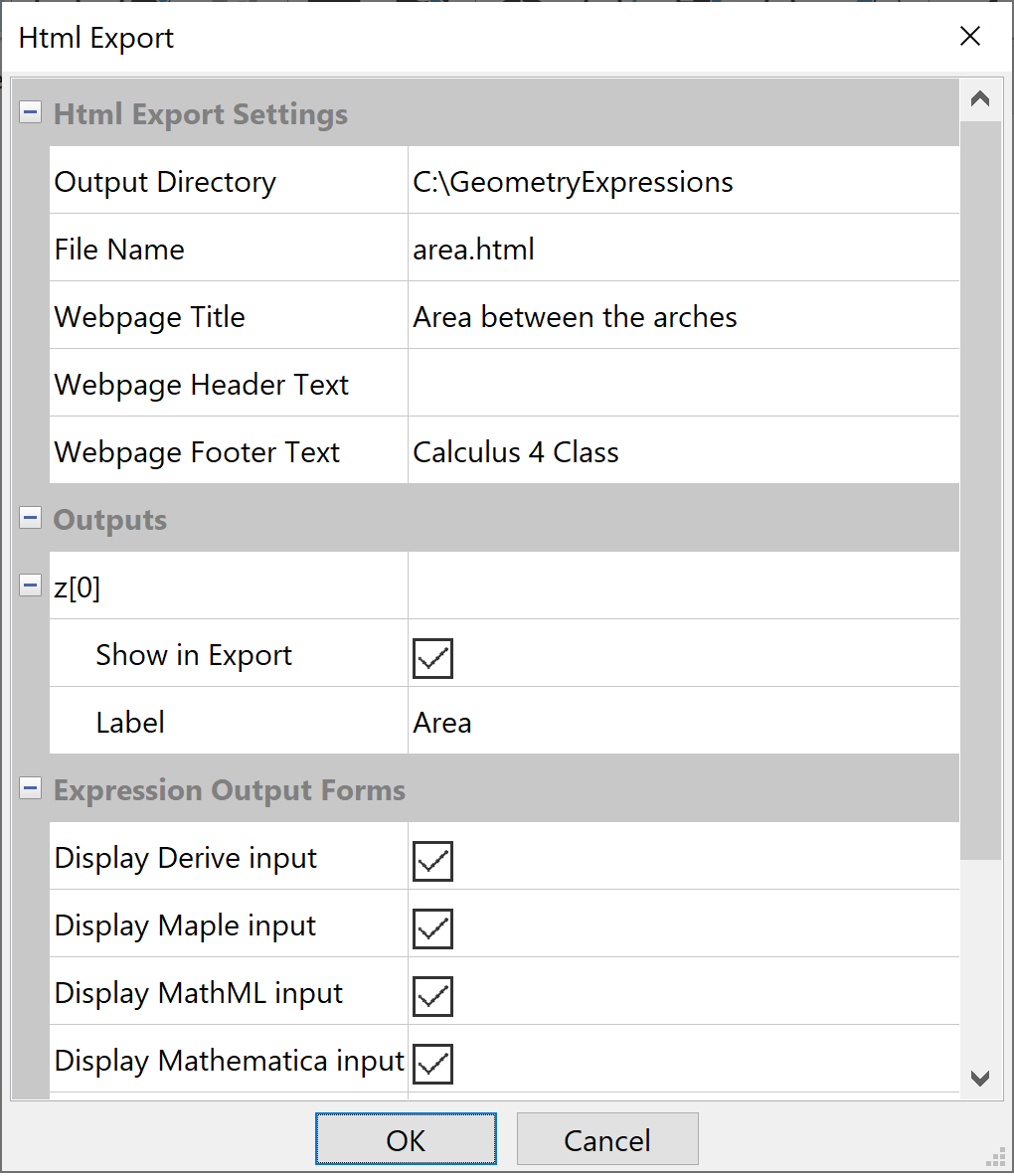 HTML export